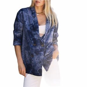 NWT ANTHRO Hilde Blue Motif Tie Dye Blazer Size M